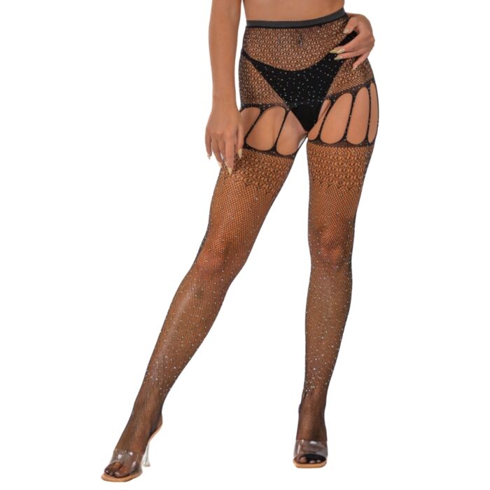 Kousen Lace Rhinestone Suspender Tights met glitters Kousen Lace Rhinestone Suspender Tights met glitters