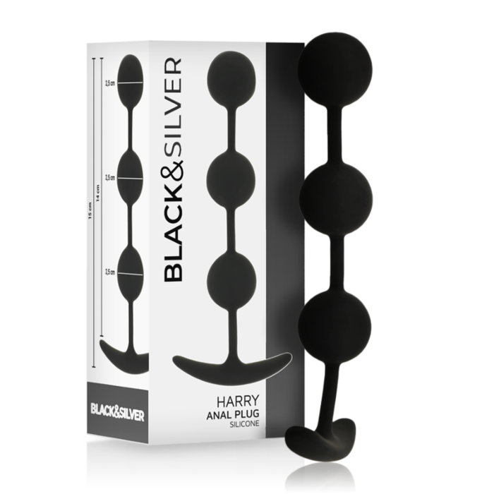 Ballen Anale BLACK&SILVER Harry met 3 Silicone Bollen Ballen Anale BLACK&SILVER Harry met 3 Silicone Bollen