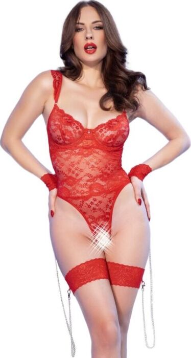 Body Chilirose CR 4881 Rood Crotchless Sensueel