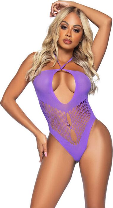 Body Halter Leg Avenue Violeta Met Diepe V-opening