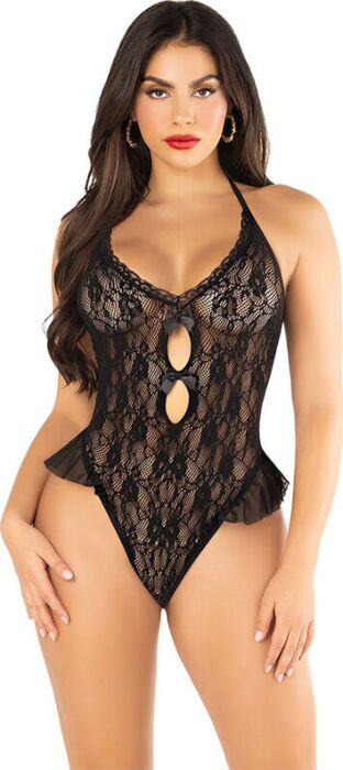 Body met Lazos en Volantes - Leg Avenue - Zwart