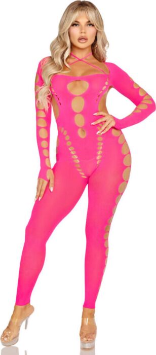 Bodystocking Leg Avenue Roze Open Rug Talla Unica