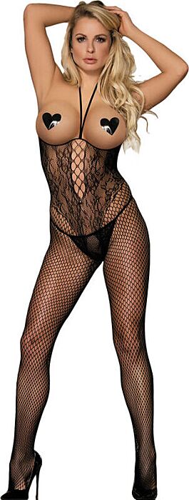 Bodystocking Sublime Open Cup Halter Zwart Bodystocking Sublime Open Cup Halter Zwart