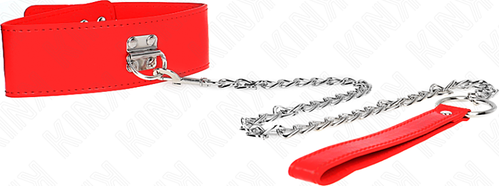 BDSM Collar KINK Rood 65cm met Correa