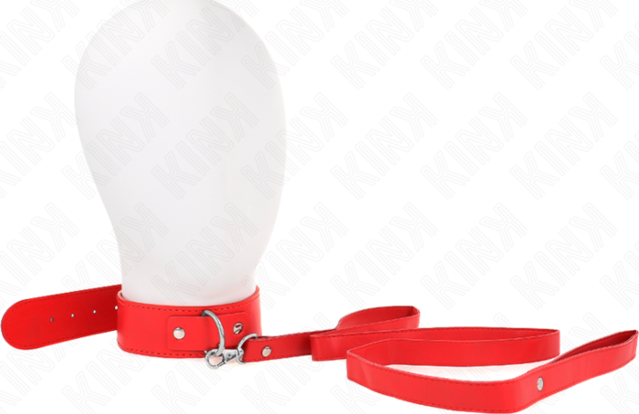 Collar KINK Rood 116cm Fijn met Leash - Stijlvol