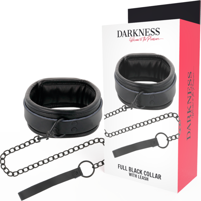 BDSM Collar DARKNESS met Ketting en Vergrendelingsgesp