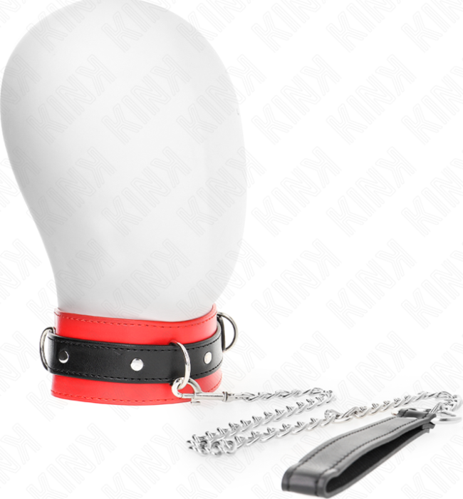 BDSM KINK Collar met Leash Rood 65 cm