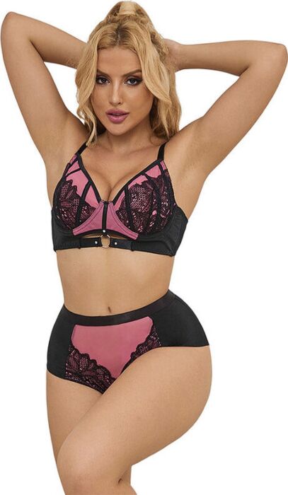 Lingerie Set SUBBLIME Push-Up Roze Elegantie