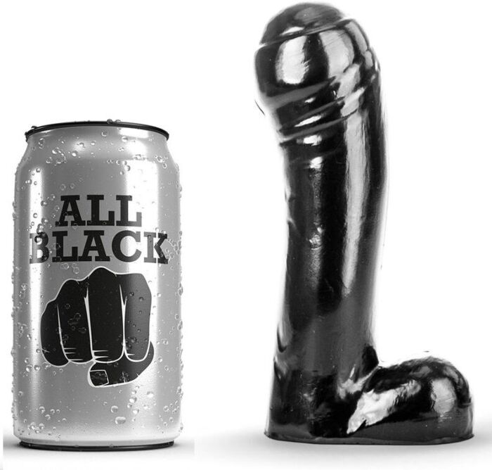 Dildo ALL BLACK 15 CM met uitdagende schacht Dildo ALL BLACK 15 CM met uitdagende schacht