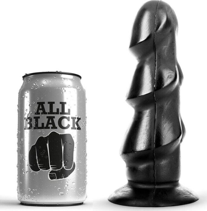 Dildo ALL BLACK 17 CM met 3 volumes voor realistisch gevoel