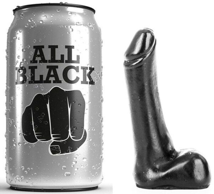 Dildo ALL BLACK 9 cm compact en slank Dildo ALL BLACK 9 cm compact en slank