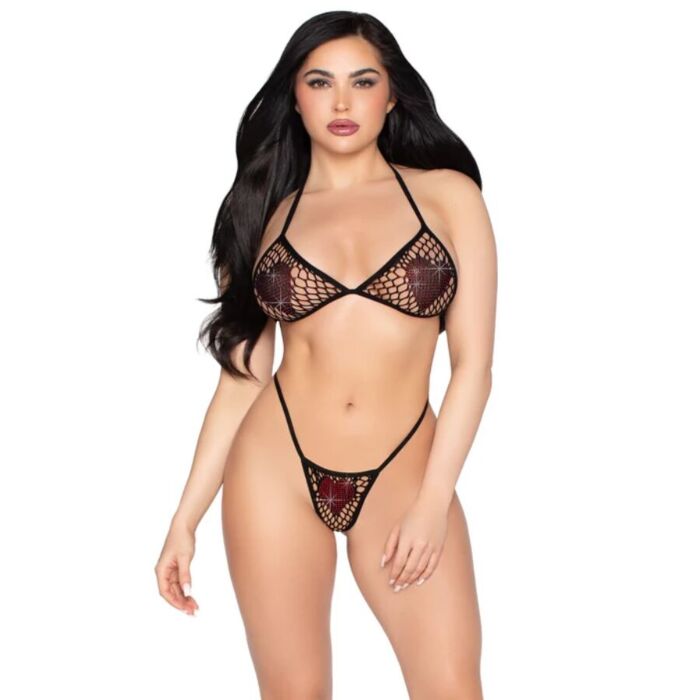 Top en String LEG AVENUE 86147 met strass harten Top en String LEG AVENUE 86147 met strass harten