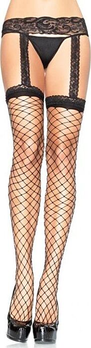 Leg avenue medias de red con liguero de encaje