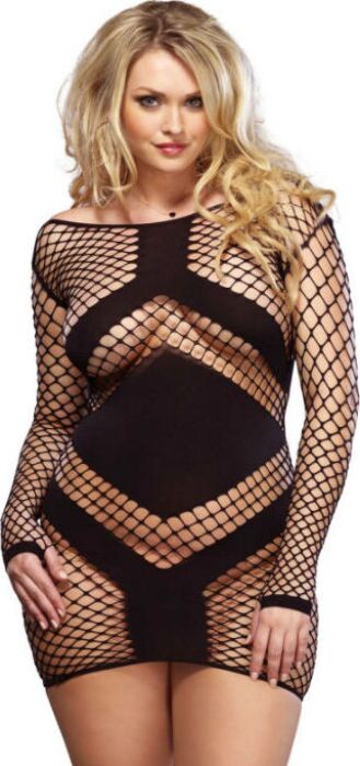 Leg avenue mini vestido de red y manga larga negro Leg avenue mini vestido de red y manga larga negro