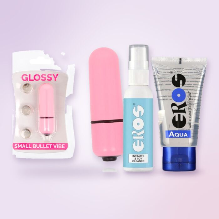 Set met bullet vibrator, glijmiddel en toyreiniger Set met bullet vibrator, glijmiddel en toyreiniger