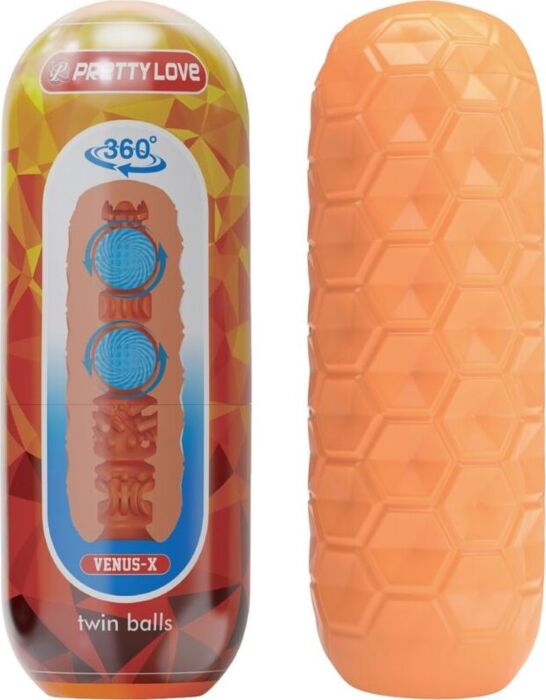 Masturbator Pretty Love Twin Balls Oranje - Uniek Genot Masturbator Pretty Love Twin Balls Oranje - Uniek Genot
