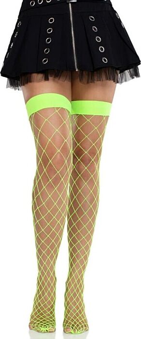 Leg Avenue Medias Hoge Net Groen Neon - Sexy Look