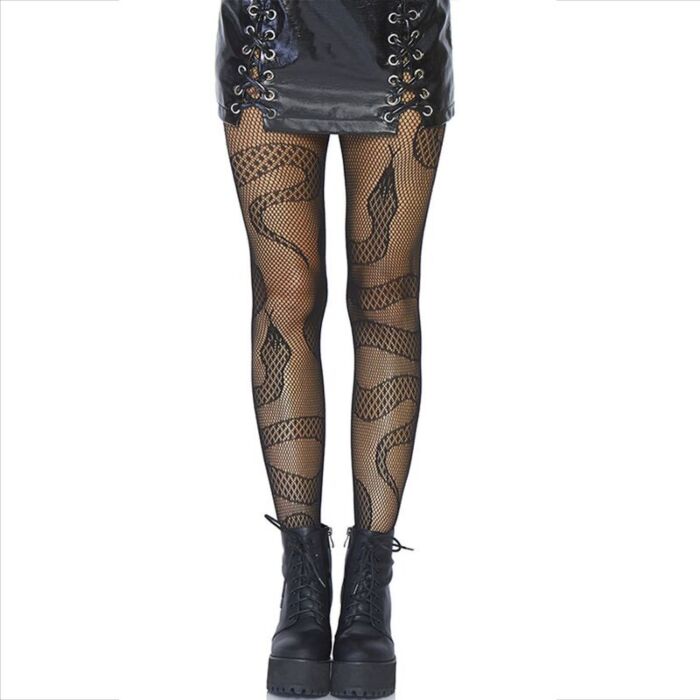 Medias Leg Avenue Met Slangenprint Zwart - Sexy Accessoire Medias Leg Avenue Met Slangenprint Zwart - Sexy Accessoire