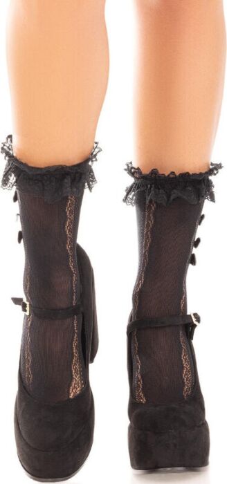 Tobilleras Leg Avenue Volant Zwart - Sensueel Stijl