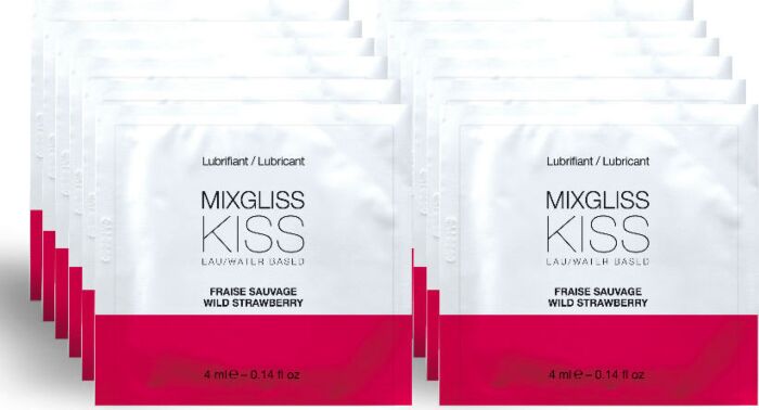 Mixgliss - Glijmiddel op waterbasis met aardbeismaak 12 Eenheden van 4 ml