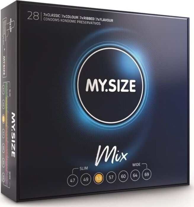 Pakket Mix Condooms MySize 53mm - 28 stuks Pakket Mix Condooms MySize 53mm - 28 stuks