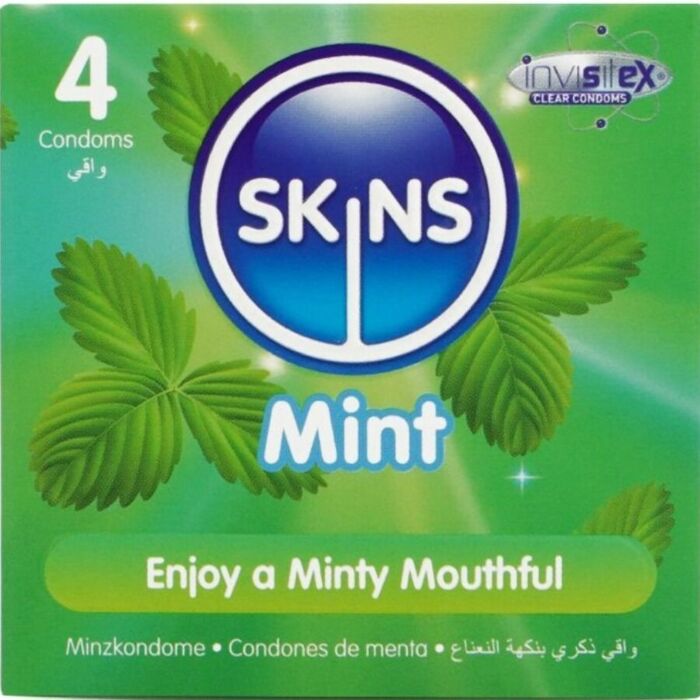 Preservatieven SKINS Mint 4-Pack - Ultrafijn & Verfrissend Preservatieven SKINS Mint 4-Pack - Ultrafijn & Verfrissend