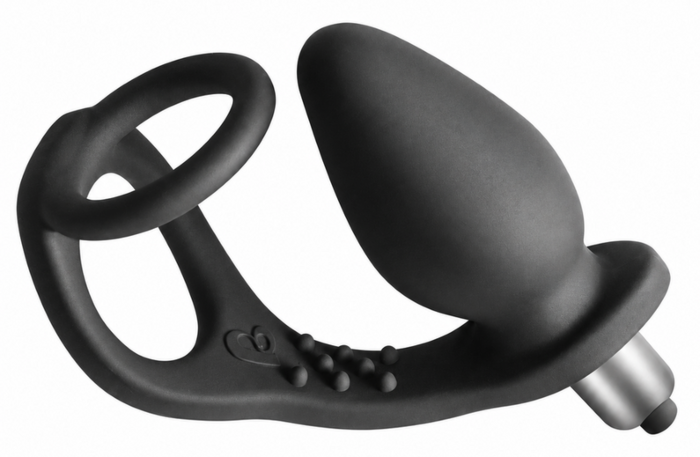 ROCKS-OFF RO-ZEN prostaatvibrator met dubbele ring Onyx Black