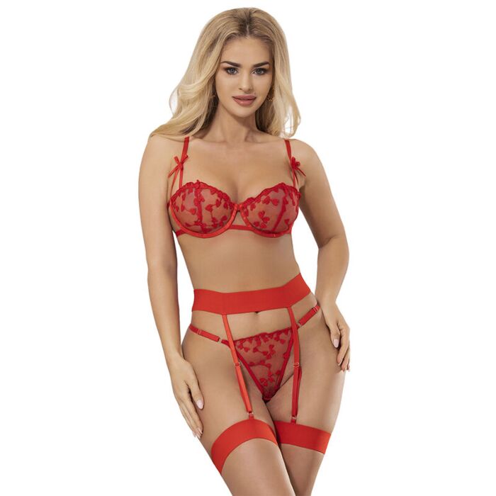 Sexy lingerie set SUBBLIME HEART PRINT BRA + THONG + GARTER BELT Sexy lingerie set SUBBLIME HEART PRINT BRA + THONG + GARTER BELT