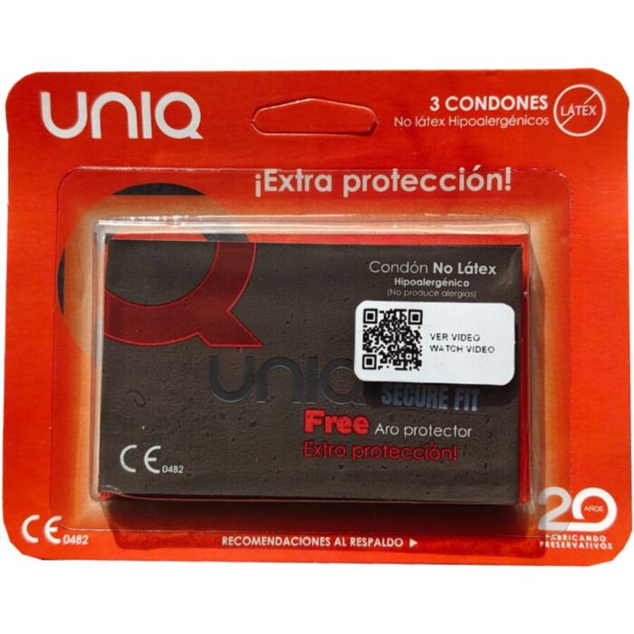 Condoom UNIQ Secure Fit Latexvrij 3 Stuks Condoom UNIQ Secure Fit Latexvrij 3 Stuks