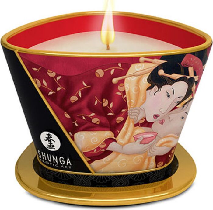 Shunga Mini Caress massagekaars 170 ml aardbei & cava Shunga Mini Caress massagekaars 170 ml aardbei & cava