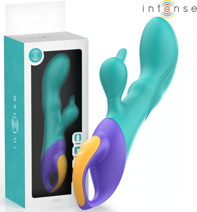 Vibrator INTENSE FRED Rabbit Blauw - Dubbeldik Genot Vibrator INTENSE FRED Rabbit Blauw - Dubbeldik Genot