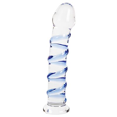 Glazen dildo S Pleasures Crystal LYNX met ribbels