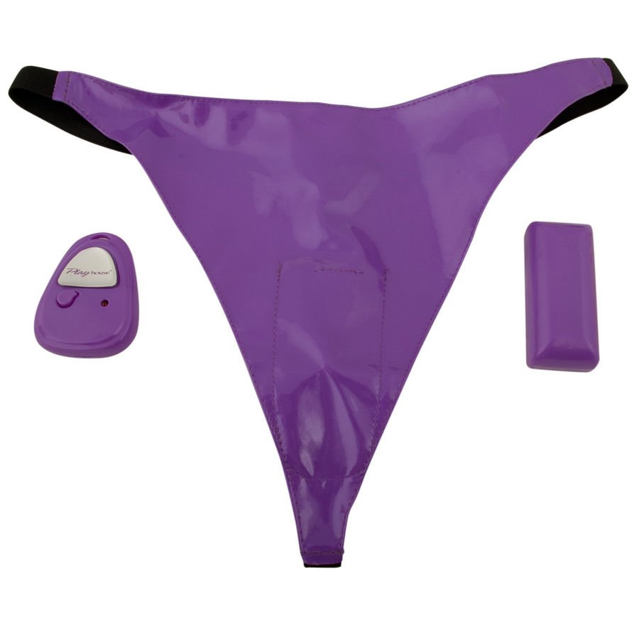 Tanga con vibrador con control remoto lila